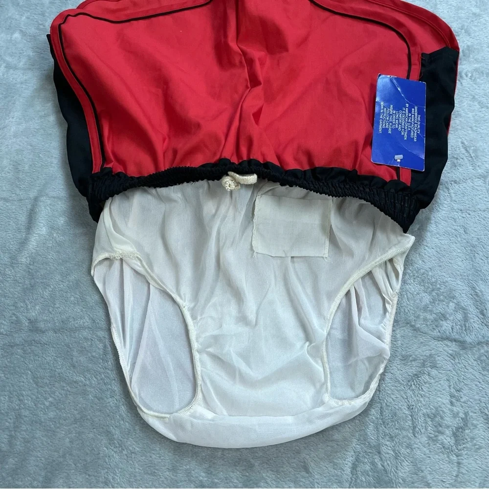 Men's Red and Black Swim Trunks